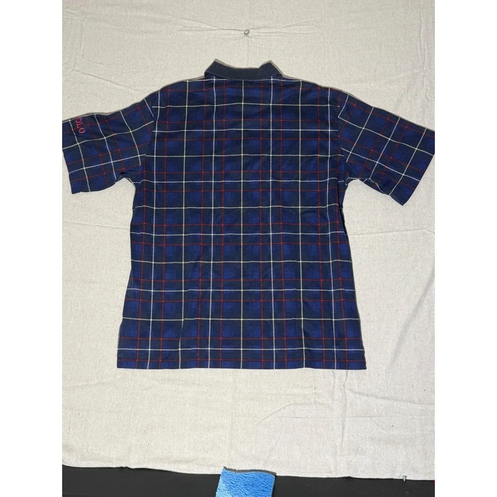 Polo Ralph Lauren The Presidents Cup Plaid Polo Shirt Mens Large Navy Blue L